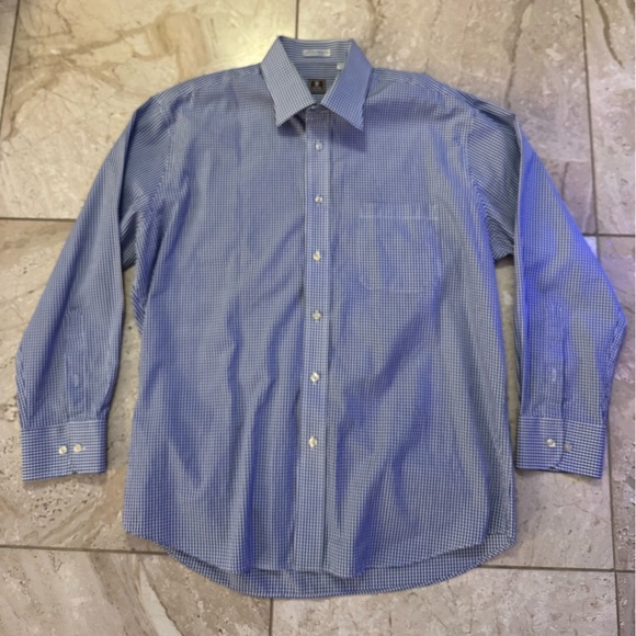 Other - Peter Millar 16.5 R men's blue check 100% cotton dress shirt